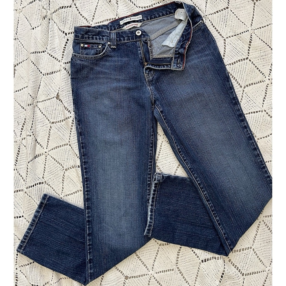 100 % Cotton Tommy Hilfiger Boyfriend Jeans Dark Wash Denim Size‎ 4 USA Classic